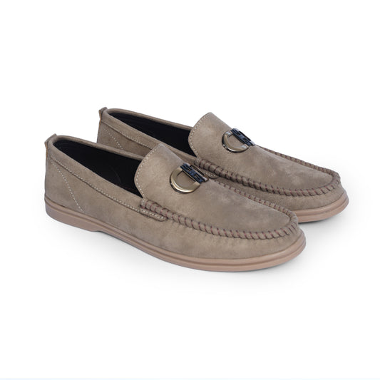 Beige Suede Leather Loafers