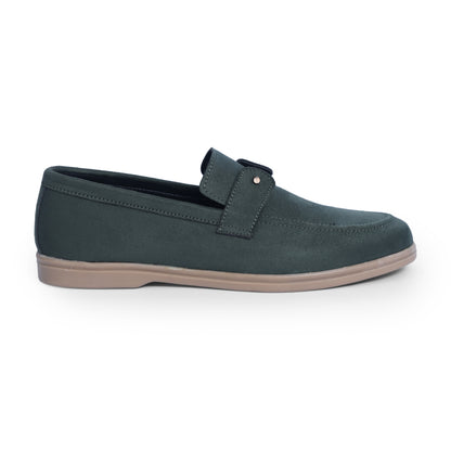 Green Suede Leather Loafers