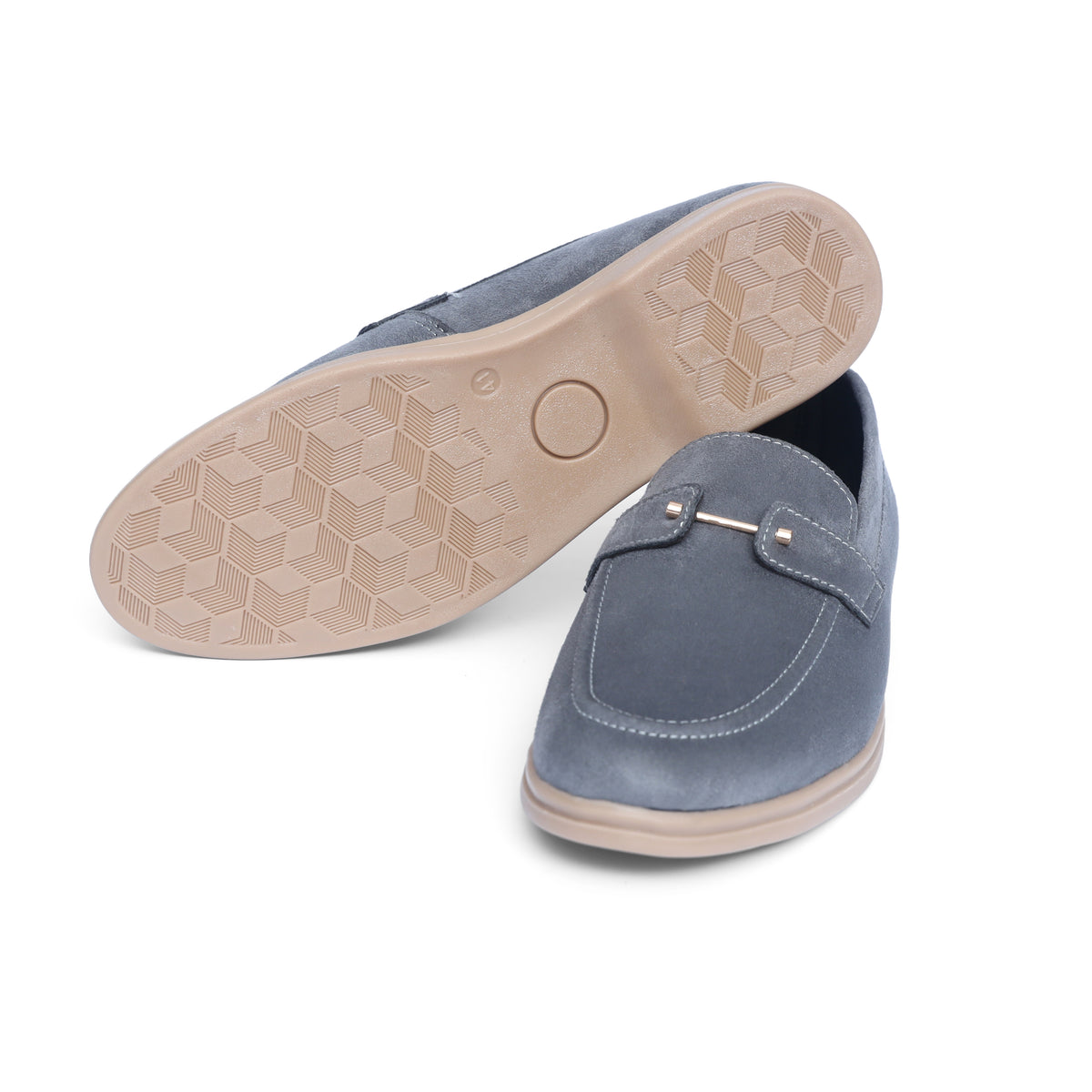 Grey Suede Leather Loafers