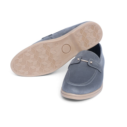 Grey Suede Leather Loafers