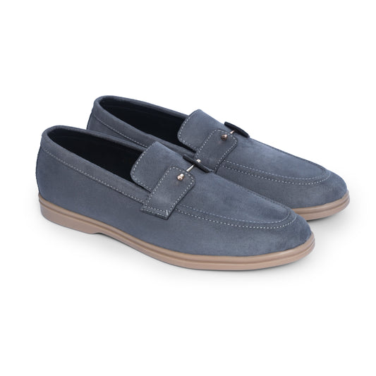 Grey Suede Leather Loafers