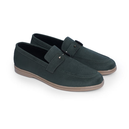 Green Suede Leather Loafers