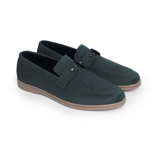 Green Suede Leather Loafers